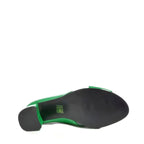 Women's EYE Cross Over Block Heel Leather Mule Sandals L 47 - Green Patent