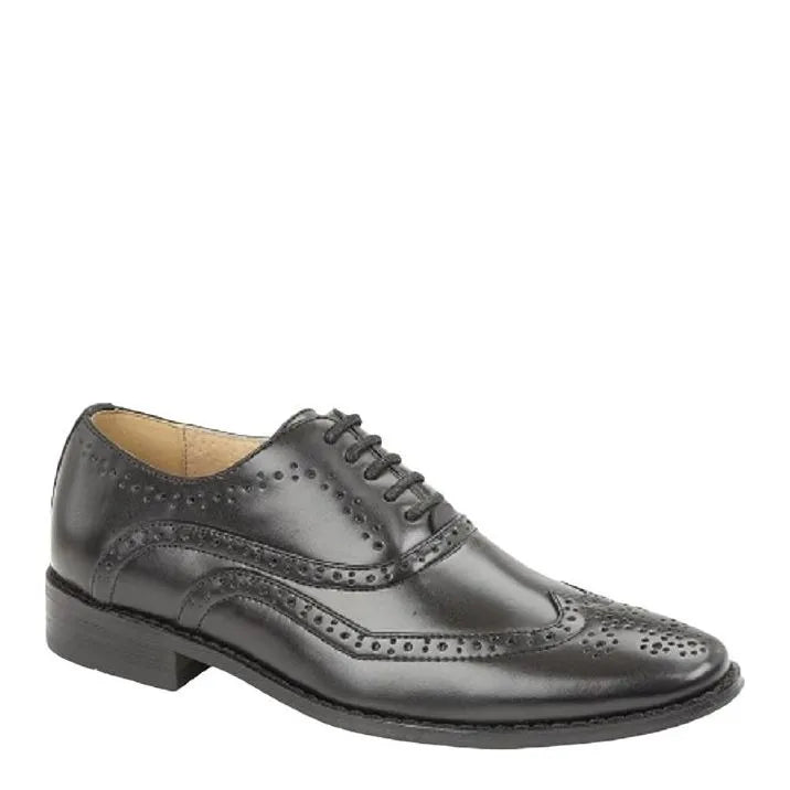 Boy's GOOR 5 Eye Brogue Oxford Lace Up Shoes B370A - Black