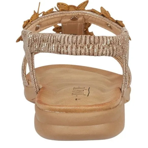 Women's JO & JOE Goa Lightweight Flower Trims and Elasticated Sling Back Sandals - Bronze