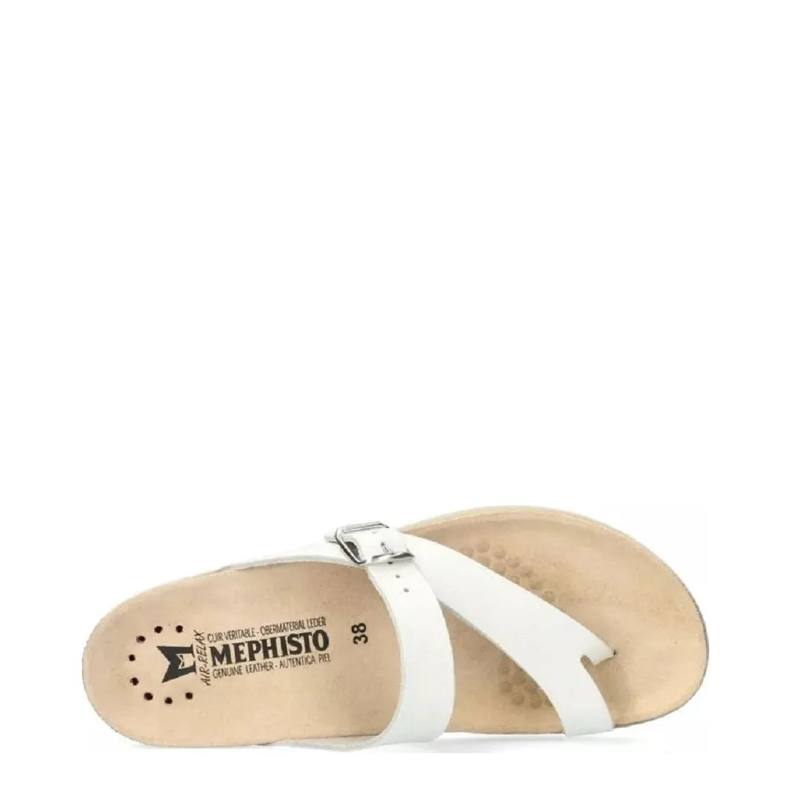 Women's Mephisto Helen Toe Post Leather Sandals - White