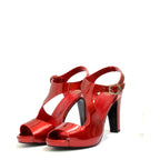 Women's EYE Strappy High Heel Leather Sandals L 40 - Red Patent
