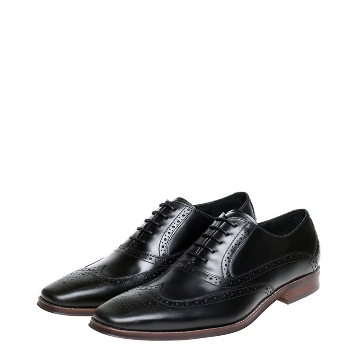 Men's John White Hercules Brogue Oxford Leather Shoes - Black