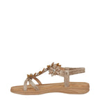 Women's JO & JOE Goa Lightweight Flower Trims and Elasticated Sling Back Sandals - Bronze