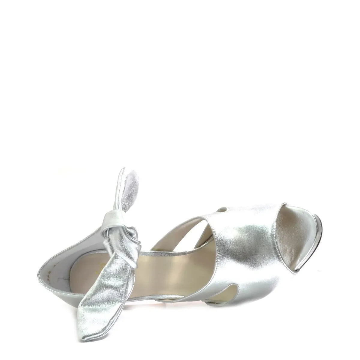Women's EYE Strappy High Heel Tie-Up Leather Sandals L 34 - Silver