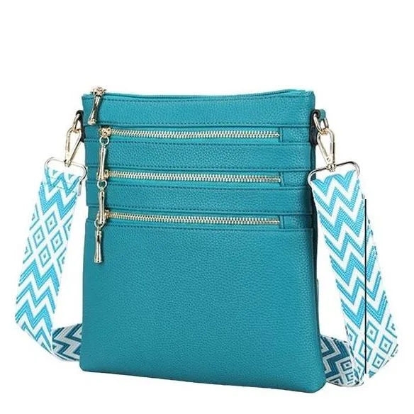 Women's Long & Son Lightweight Medium Cross Body Bags 23358 - Teal