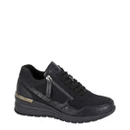 Women's Cipriata Ada L363 Glamour Zip Suedette Wedge Trainers - Black / Suedette