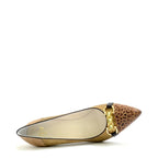 Women's EYE Snake Print Leather Pointed Court Shoes G 126 - Gold