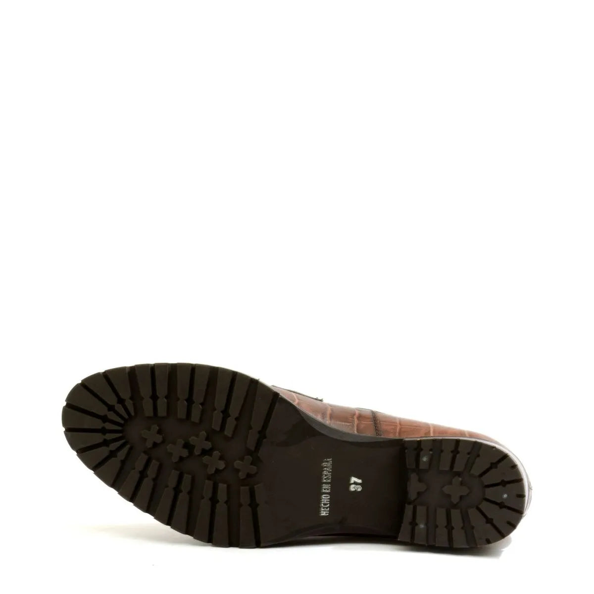 Women's VITELO Croc Print Leather Loafers with Horse Bit Trim Shoes L 3 - Brown Croc