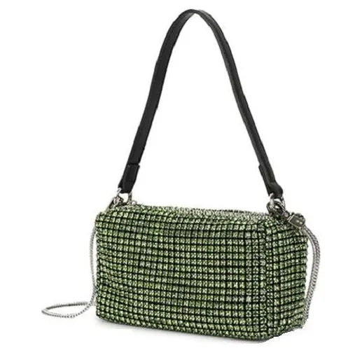 Women's Long & Son Crystal Embellished Evening Clutch Bag - D-001 Green