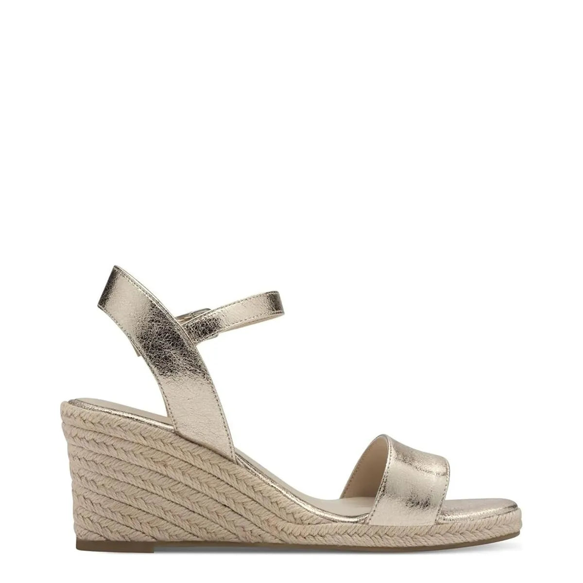 Women's Tamaris 1-28300-20 Vegan Espadrille Wedge Sandals - Light Gold
