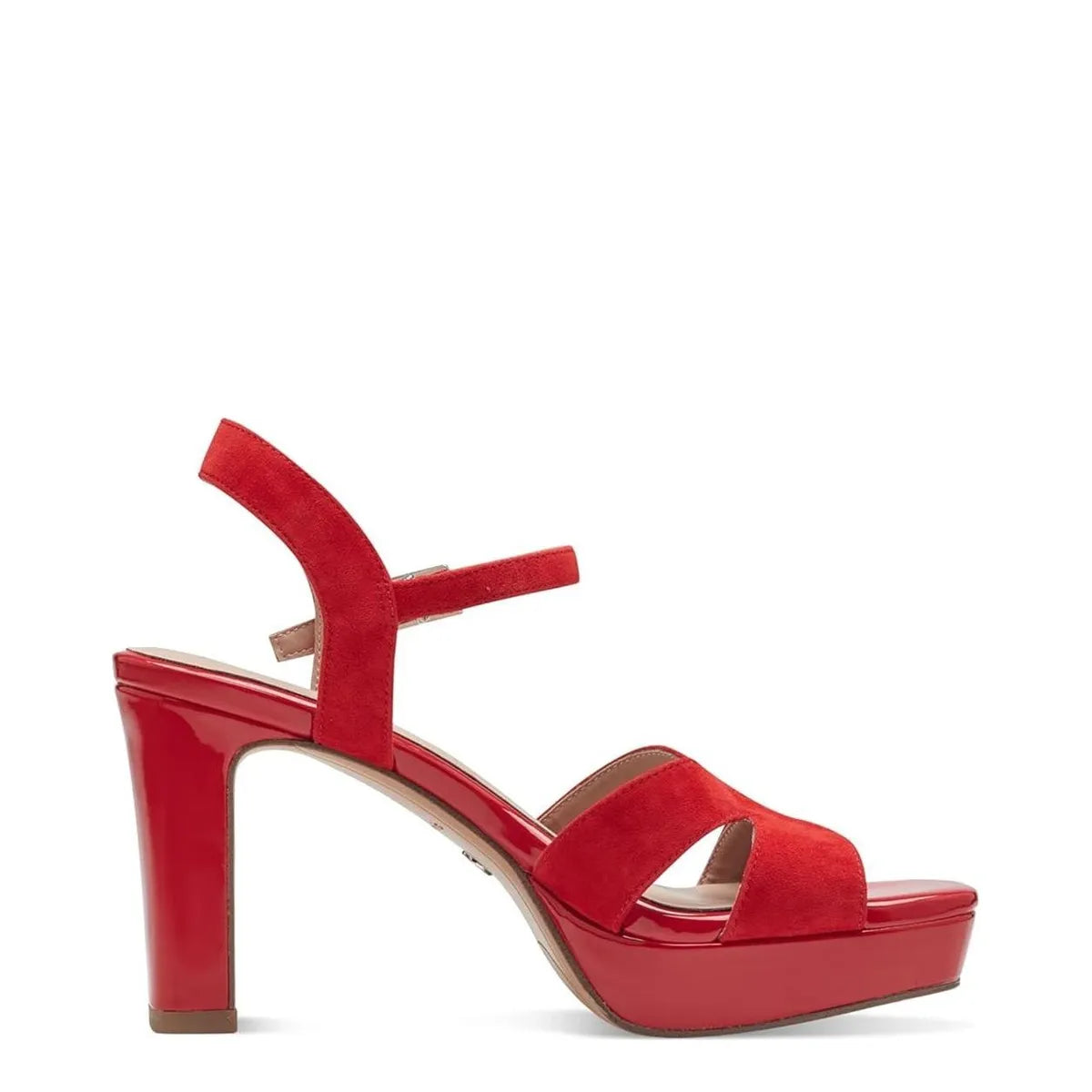 Women's Tamaris 1-28309-42 Strappy Leather Heeled Sandals - Red
