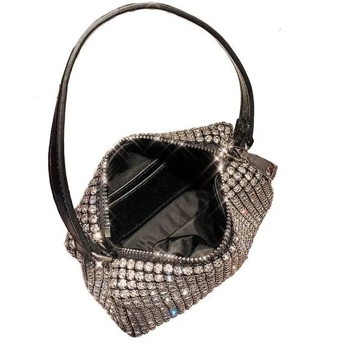 Women's Long & Son Crystal Embellished Evening Clutch Bag - D-001 Green