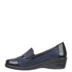 Women's Shoe Tree COMFORT Alma Ultra Lightweight Twin Gusset Loafer Shoes - Navy Croc