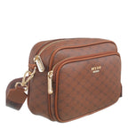 Women's Bessie BH7377 Monogram Messenger Cross Body Bags - Tan
