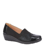 Women's Shoe Tree COMFORT Blanche Twin Gusset Wedge Shoes - Black