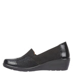 Women's Shoe Tree COMFORT Blanche Twin Gusset Wedge Shoes - Black