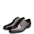 Men's John White Broad Plain Leather Extra Width Derby Shoes - Brown