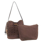 Women's Bessie London Geometric Suedette Shoulder Bag BW7574 - Coffee