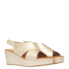 Women's TRUFFLE Collection Dory-1 Cross Strap Wedge Sandals - Gold