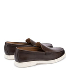 Men's John White Ethan Plain Tumbled Grain Loafer Shoes - Brown Grain