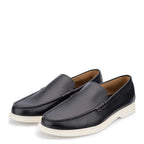 Men's John White Ethan Plain Tumbled Grain Loafer Shoes - Navy Grain
