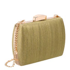 Women's BESSIE HB1089-1 Shimmer Chain Evening Clutch Bag - Gold