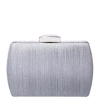 Women's BESSIE HB1089-1 Shimmer Chain Evening Clutch Bag - Silver