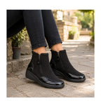 Women's Jo & Joe Jemima Twin Zip Wedge Heel Ankle Boots - Black