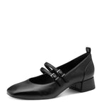 Women's Tamaris 1-22318-43 Double Strap Pump Court Shoes K 22 - Black