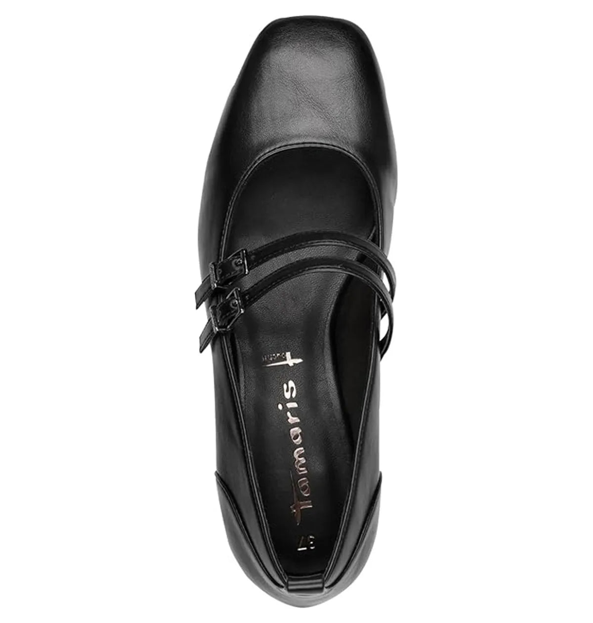 Women's Tamaris 1-22318-43 Double Strap Pump Court Shoes K 22 - Black
