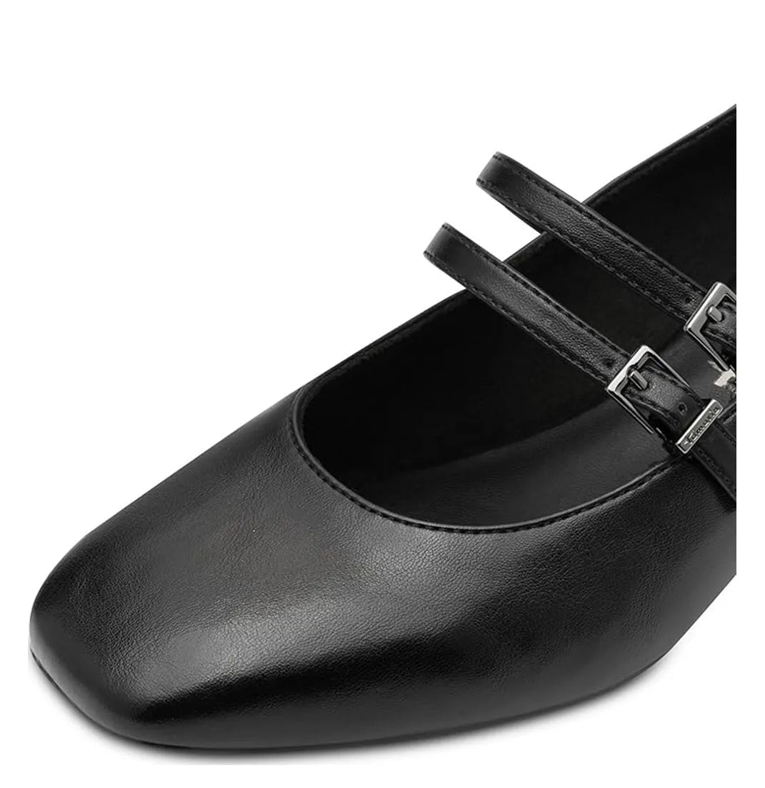 Women's Tamaris 1-22318-43 Double Strap Pump Court Shoes K 22 - Black