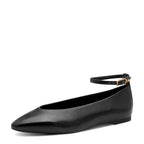 Women's Tamaris 1-22161-45 Pointed Toe Ballerina Leather Pump Shoes K 23 - Black