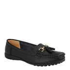 Women's Boulevard L646a Extra Wide Fitting Leather Loafer Shoes - Black
