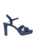 Women's Tamaris 1-28309-42 Strappy Leather Heeled Sandals - Blue