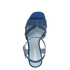 Women's Tamaris 1-28309-42 Strappy Leather Heeled Sandals - Blue