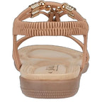 Women's JO & JOE Petula Wide Fitting Lightweight Sandals with Beaded Trim & Elasticated Back Strap - Taupe