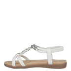 Women's JO & JOE Petula Wide Fitting Lightweight Sandals with Beaded Trim & Elasticated Back Strap - White