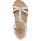 Women's JO & JOE Petula Wide Fitting Lightweight Sandals with Beaded Trim & Elasticated Back Strap - White