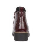 Women's Jo & Joe Walnut Twin Gusset Croc Wedge Heel Ankle Boots - Burgundy