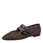 Women's Tamaris Lorita 1-22144-46 Double Strap Flat Ballerina Shoes - Mocha