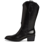 Women's Tamaris 1-25701-41 Western Leather Mid Calf Boots - Black