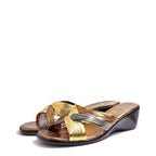 Women's Lucia Cross Strap Mid Wedge Mule Sandals - Gold