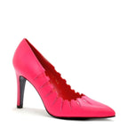 Women's EYE Pointed Toe Cut-Out Leather High Heel Court Shoes F 70 - Fuschia