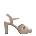 Women's Tamaris 1-28309-42 Strappy Leather Heeled Sandals - Nude