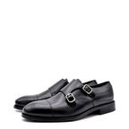 Men's Holborn Jermyn Double Monk Strap Leather Shoes - Black