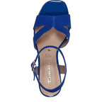 Women's Tamaris 1-28309-42 Strappy Leather Heeled Sandals - Royal Blue