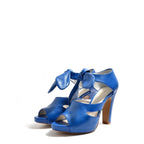 Women's EYE Strappy High Heel Tie-Up Leather Sandals L 34 - Royal Blue