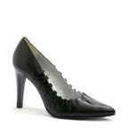Women's EYE Pointed Toe Cut-Out Leather High Heel Court Shoes F 70 - Black