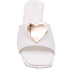 Women's CIARA Kai Heart Trim Low Heel Mules - White