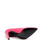 Women's EYE Pointed Toe Cut-Out Leather High Heel Court Shoes F 70 - Fuschia